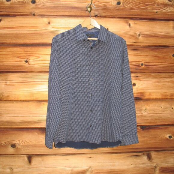Ted Baker London Mens Geo Print Button Front Shirt L - Picture 1 of 11